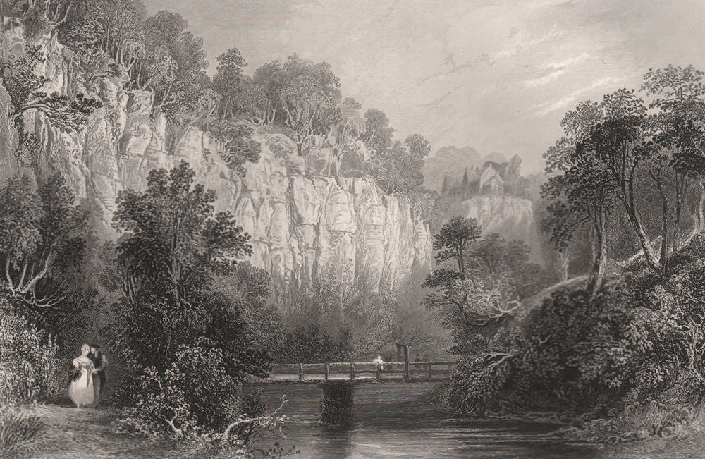Hawthornden Castle. Midlothian. Scotland. ALLOM c1840 old antique print